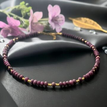 Yakut Taşlı Tasarım Gümüş Kolye