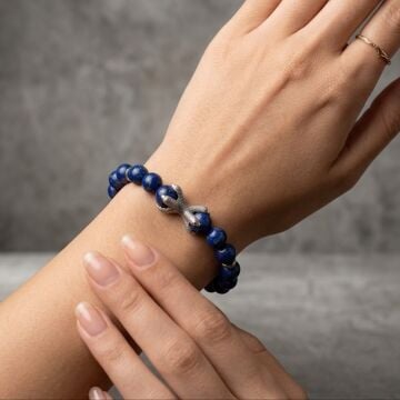 Lapis Lazuli Taşlı Pençe Tasarımlı Doğal Taş Bileklik - Bilgelik ve Sezgi Temalı