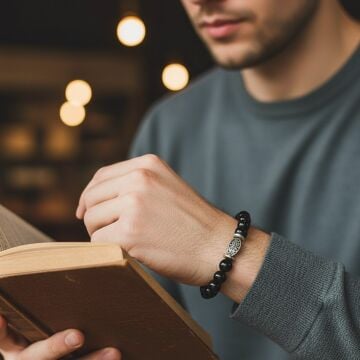 Sarı Kaplangözü ve Siyah Akik Doğal Taş Bileklik