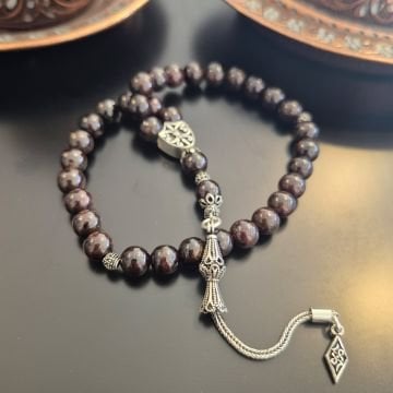 Lal Garnet 33 lük Gümüş Tesbih