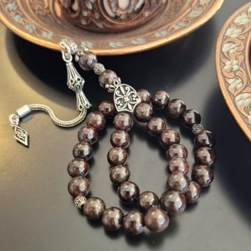 Lal Garnet 33 lük Gümüş Tesbih