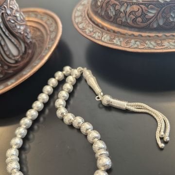 Küre Kesim 33 lük Gümüş Tesbih