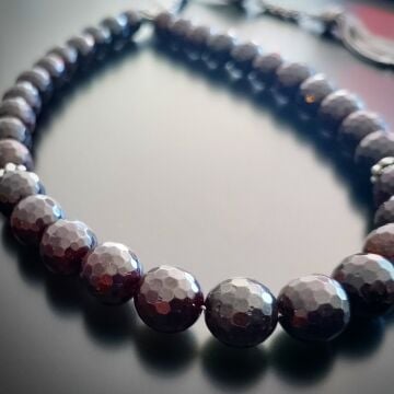 Faset Kesim Lal (Garnet) Gümüş Tesbih