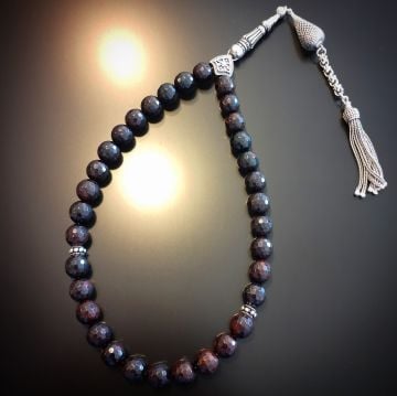 Faset Kesim Lal (Garnet) Gümüş Tesbih