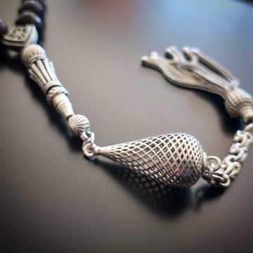 Faset Kesim Lal (Garnet) Gümüş Tesbih