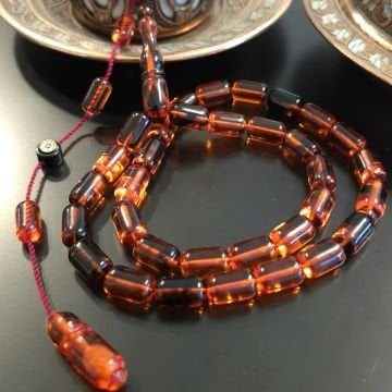 Usta İşçilikli Sistemli Kapsül Kesim Kırmızı Renk Geçişli 33 lük Ateş Tesbih