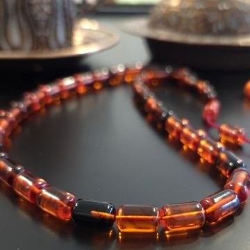 Usta İşçilikli Sistemli Kapsül Kesim Kırmızı Renk Geçişli 33 lük Ateş Tesbih