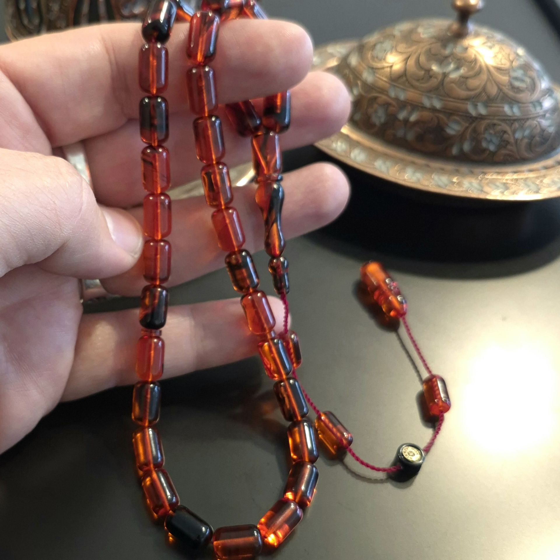 Usta İşçilikli Sistemli Kapsül Kesim Kırmızı Renk Geçişli 33 lük Ateş Tesbih