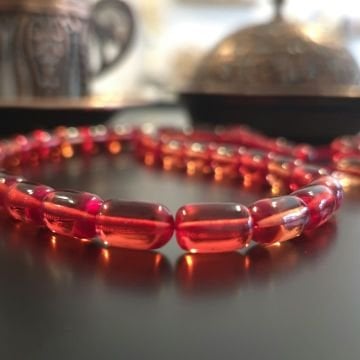 Usta İşi Sistemli Kırmızı Tonlu Kapsül Kesim 33 lük Ateş Tesbih