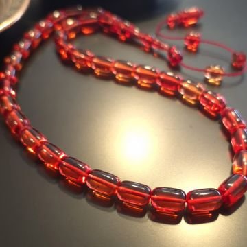 Usta İşi Sistemli Kırmızı Tonlu Kapsül Kesim 33 lük Ateş Tesbih