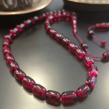 Usta İşçilikli Sistemli Vişne Tonu Kapsül Kesim 33 lük Ateş Tesbih