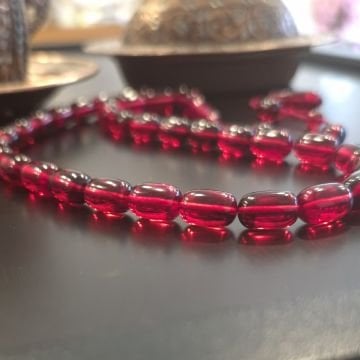 Usta İşçilikli Sistemli Vişne Tonu Kapsül Kesim 33 lük Ateş Tesbih