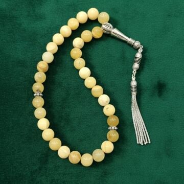 Sarı Opal Taşı Gümüş Tesbih