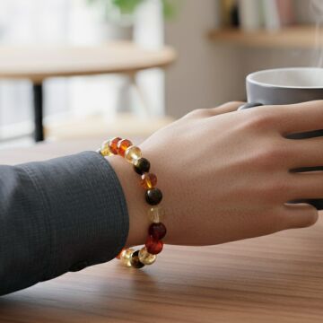 Kehribar, Akik, Kaplangözü, Sitrin Doğal Taş Enerji Bileklik