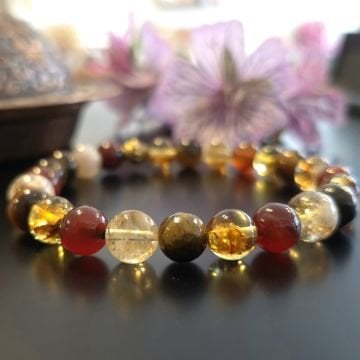 Kehribar, Akik, Kaplangözü, Sitrin Doğal Taş Enerji Bileklik