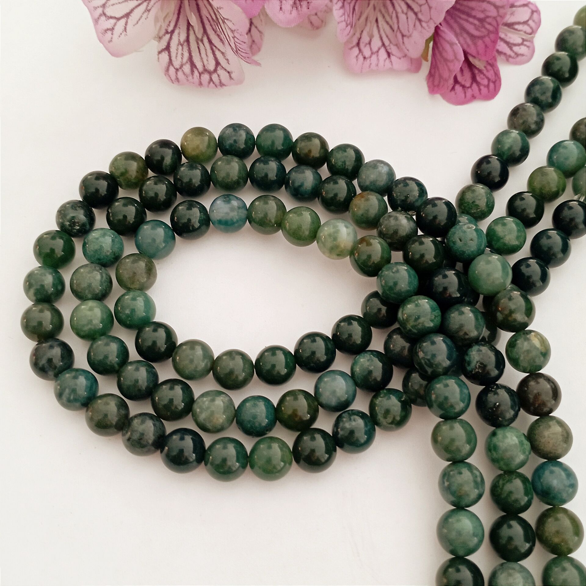 Yosunlu Akik (Moss Agat) Doğal Taş Dizi