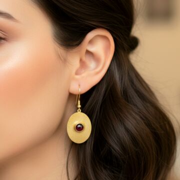 Lal (Garnet) Taşı Tasarım Gümüş Küpe