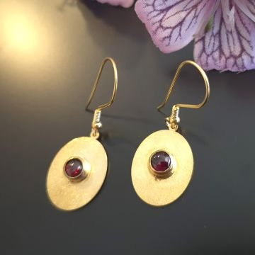 Lal (Garnet) Taşı Tasarım Gümüş Küpe