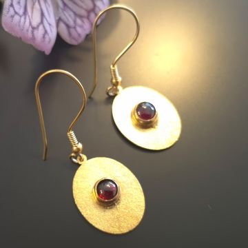 Lal (Garnet) Taşı Tasarım Gümüş Küpe