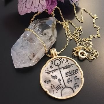 Şaman Davulu Gümüş Kolye