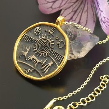 Şaman Davulu Gümüş Kolye