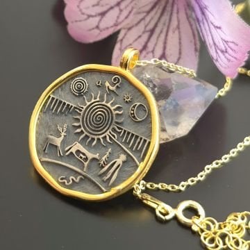 Şaman Davulu Gümüş Kolye