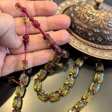 Kalem İşçilikli Usta İşi Oyma İmame Sistemli Kapsül Kesim 33 lük Ateş Tesbih