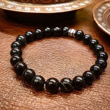 Siyah Akik Doğaltaş Bileklik