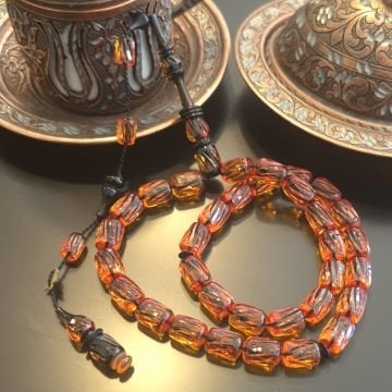 Kalem İşçilikli Usta İşi Oyma İmame Sistemli Kapsül Kesim 33 lük Ateş Tesbih