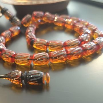 Kalem İşçilikli Usta İşi Oyma İmame Sistemli Kapsül Kesim 33 lük Ateş Tesbih