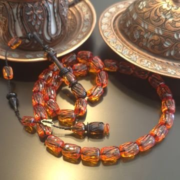 Kalem İşçilikli Usta İşi Oyma İmame Sistemli Kapsül Kesim 33 lük Ateş Tesbih