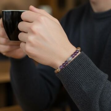 Ametist, Sitrin ve Hematit Tasarım Bileklik - Pozitif Enerji ve Bolluk, Bereket Temalı