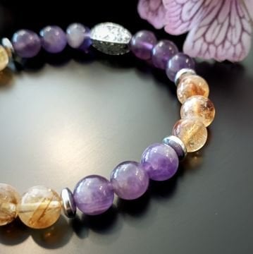 Ametist, Sitrin ve Hematit Tasarım Bileklik - Pozitif Enerji ve Bolluk, Bereket Temalı
