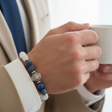 Dumortierit ve Aytaşı Tasarım Doğal Taş Bileklik - İçsel Denge ve Zihinsel Sakinlik Temalı