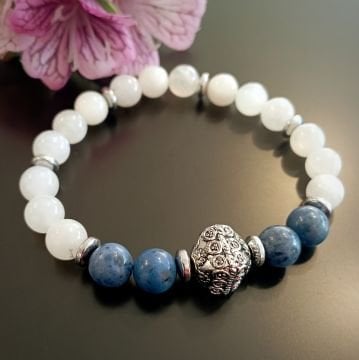 Dumortierit ve Aytaşı Tasarım Doğal Taş Bileklik - İçsel Denge ve Zihinsel Sakinlik