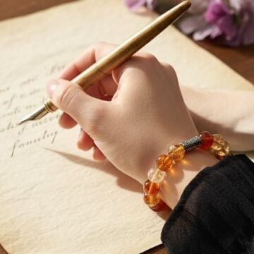 Akik, Kehribar ve Sitrin Taşlı Doğal Taş Bileklik - Enerjini Dengele Temalı