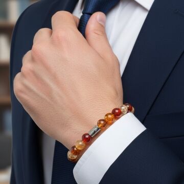 Akik, Kehribar ve Sitrin Taşlı Doğal Taş Bileklik - Enerjini Dengele Temalı