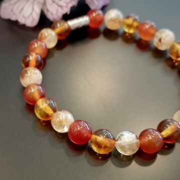 Akik, Kehribar ve Sitrin Taşlı Doğal Taş Bileklik - Enerjini Dengele Temalı