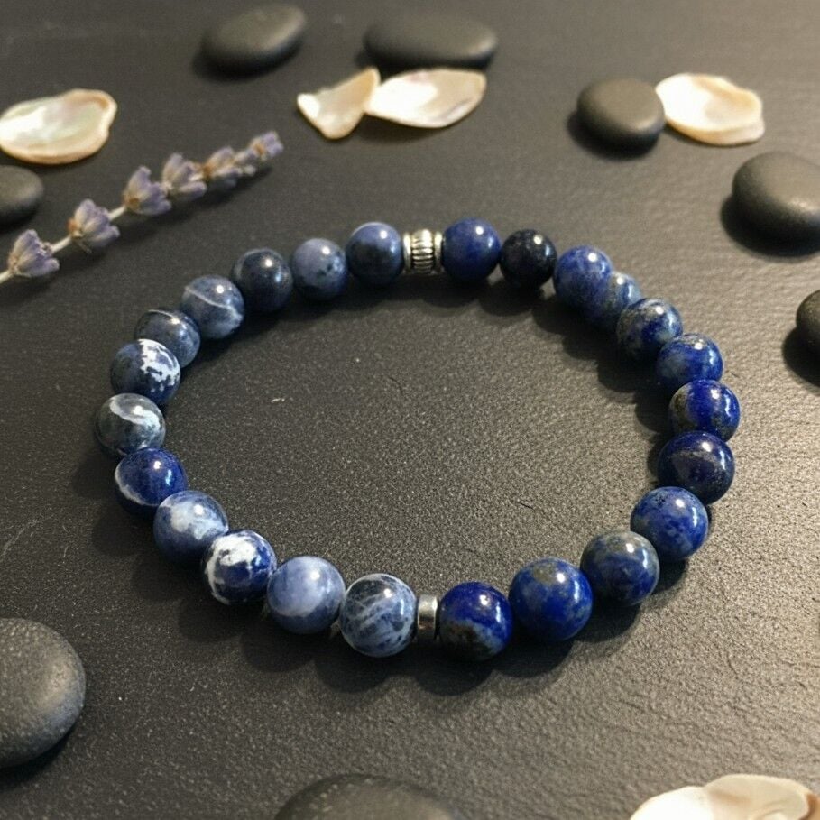 Lapis Lazuli ve Sodalit Taşlı Doğal Taş Bileklik - Zihinsel Berraklık ve İçsel Huzur Temalı