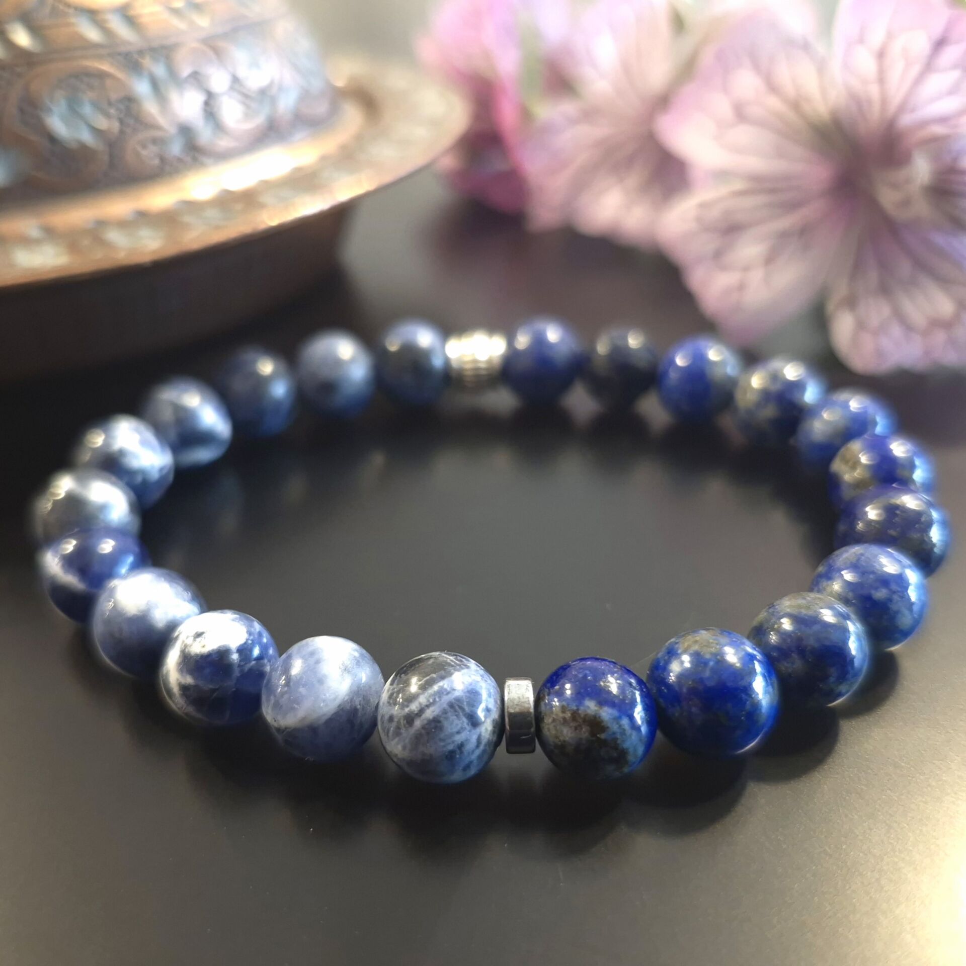 Lapis Lazuli ve Sodalit Taşlı Doğal Taş Bileklik - Zihinsel Berraklık ve İçsel Huzur