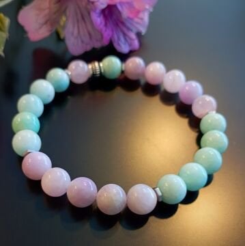 Kunzit ve Amazonit Tasarım Doğal Taş Bileklik - İletişim ve Güven Temalı