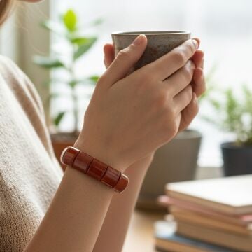 Özel Kesim Kırmızı Jasper Doğal Taş Bileklik - İçsel Güç ve Denge Temalı