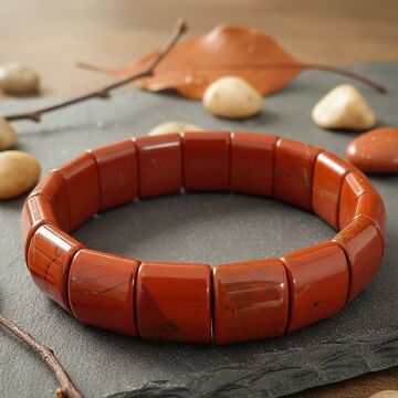 Özel Kesim Kırmızı Jasper Doğal Taş Bileklik - İçsel Güç ve Denge Temalı