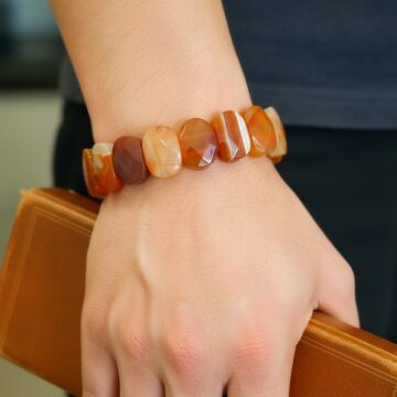 Özel Kesim Akik Doğal Taş Bileklik - Nazar ve İçsel Güven Temalı