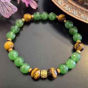 Tayvan Yeşimi Kaplangözü ve Hematit Taşlı Doğal Taş Bileklik