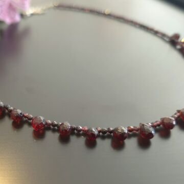 Lal Garnet Taşlı Tasarım Gümüş Kolye