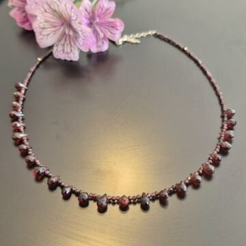 Lal Garnet Taşlı Tasarım Gümüş Kolye