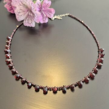 Lal Garnet Taşlı Tasarım Gümüş Kolye