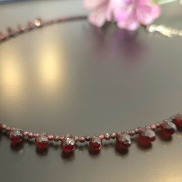 Lal Garnet Taşlı Tasarım Gümüş Kolye