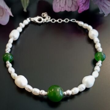 Yeşim ve İnci Tasarım Gümüş Bileklik